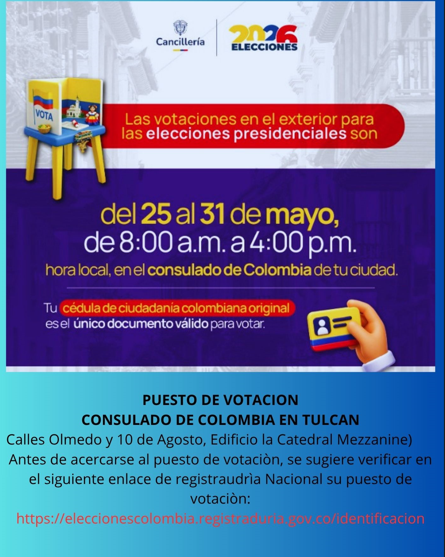 Elecciones presidenciales Colombia primera vuelta - 25 al 31 de mayo de 2026